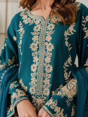 Teal blue-3pc Embroided dress 👗