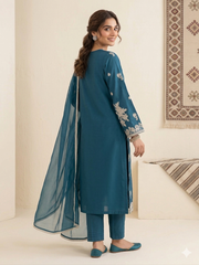 Teal blue-3pc Embroided dress 👗