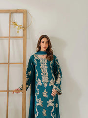 Teal blue-3pc Embroided dress 👗