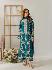 Teal blue-3pc Embroided dress 👗