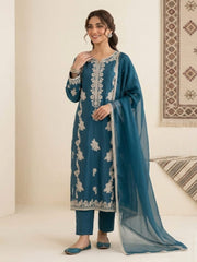 Teal blue-3pc Embroided dress 👗