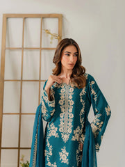 Teal blue-3pc Embroided dress 👗