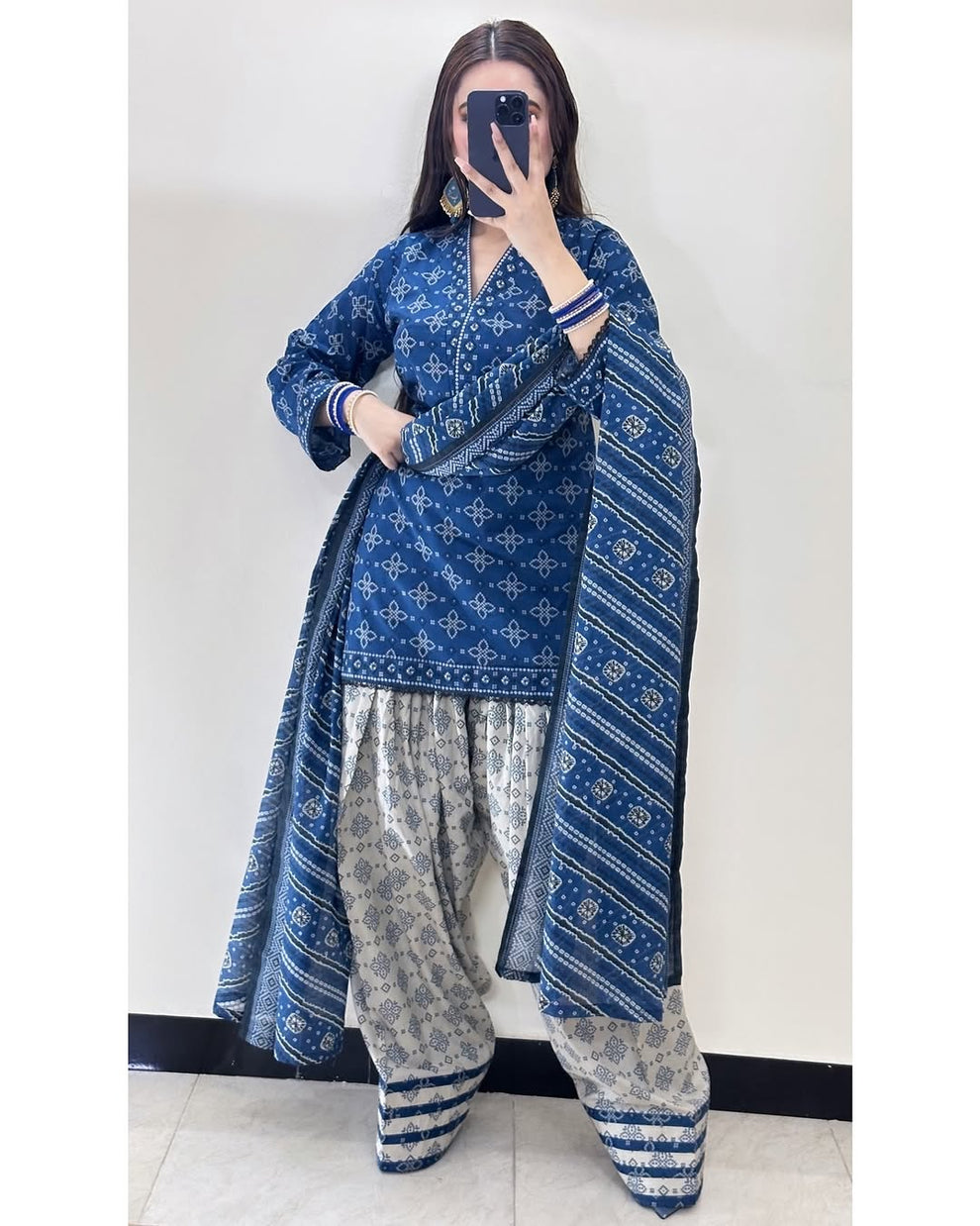 Blue 💙 Bloom-3pc printed dress